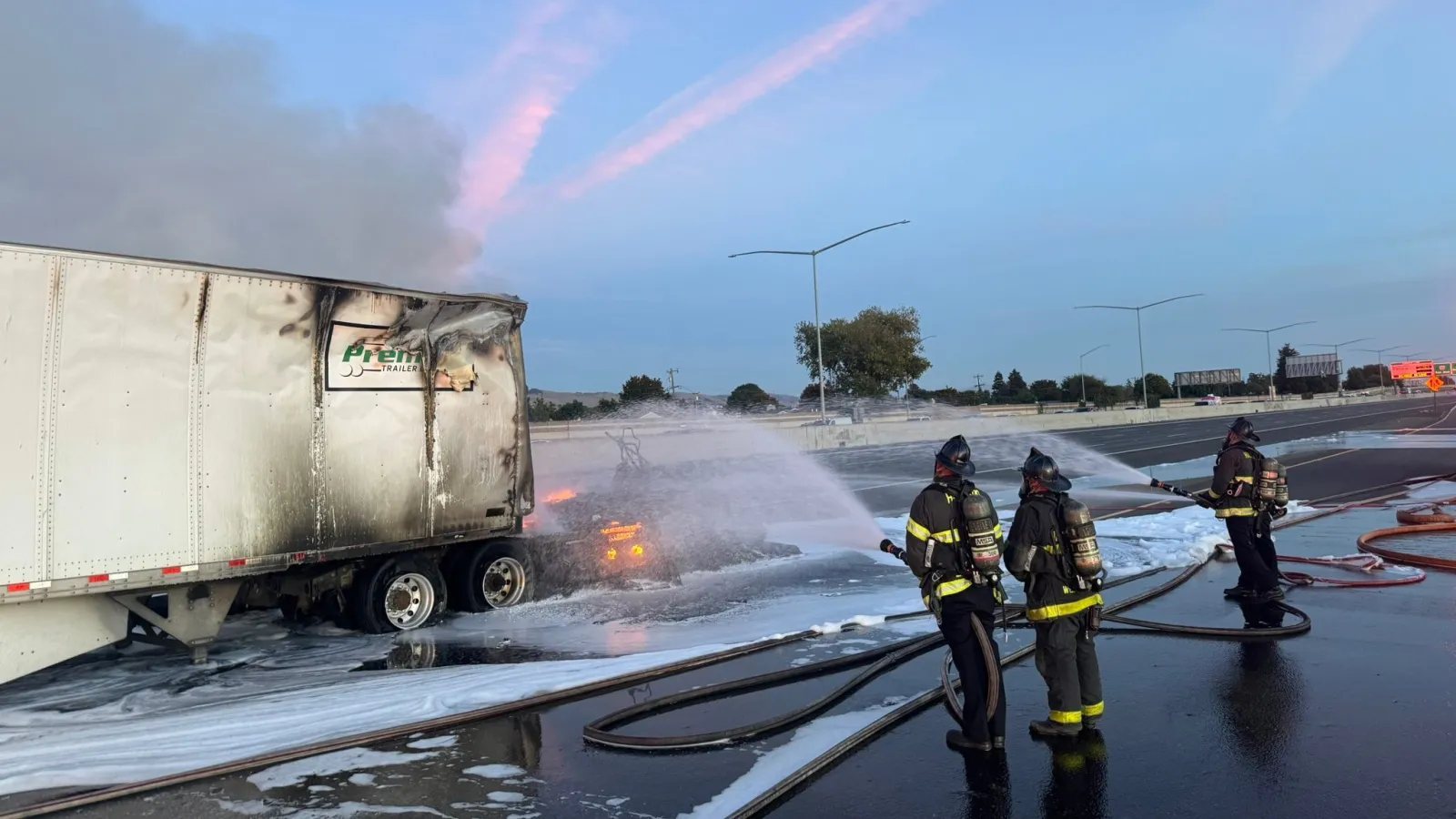 Tesla Semi fire closes southbound I-880 in Hayward for about 10 hours