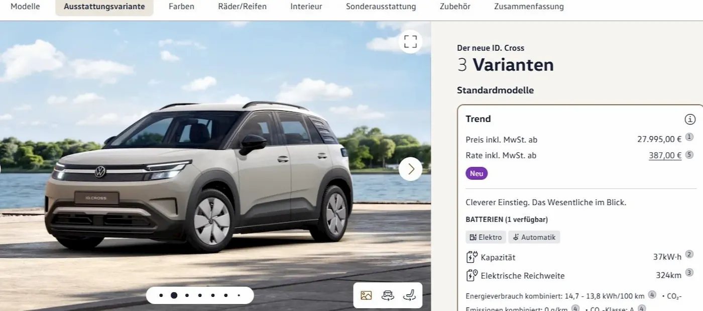 Volkswagen opens orders for the entry-level ID. Cross